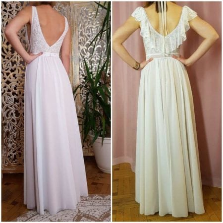 PRZYKŁADOWE SUKNIE Z DODANĄ FALBANKĄ NA PLECACH I FRĘDZLAMI NA NOGACH