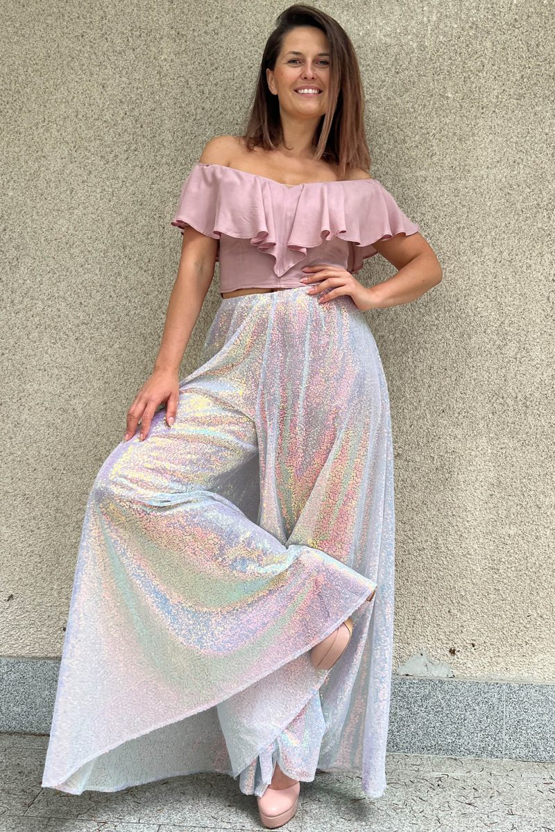 Niebieskie spodnie cekinowe